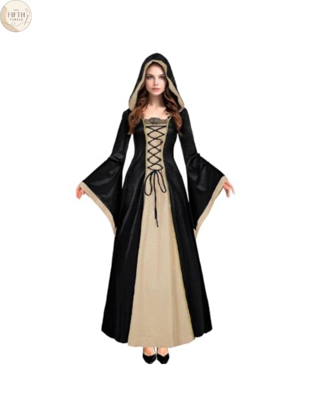 Women's Medieval Renaissance Velvet Hooded Queen Dress Halloween Costume